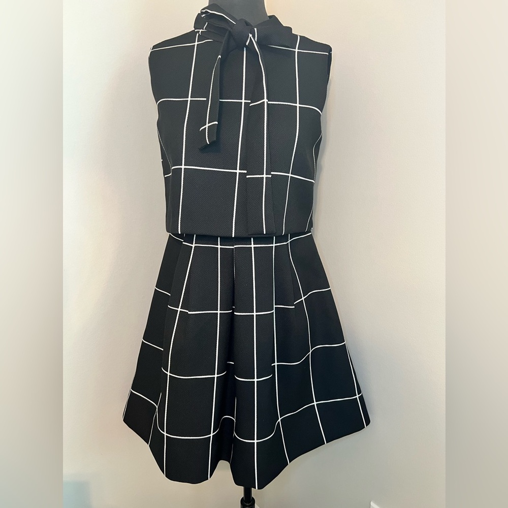 Black and white windowpane dress